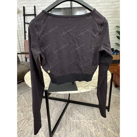 Lululemon Black Wunder Train Cropped Long Sleeve Top Special Edition Womens - Picture 3 of 6